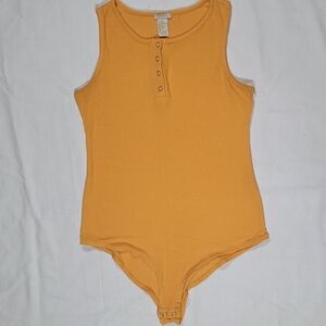 Golden Orange Ribbed Sleeveless Onesie